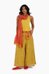 Embroidered linen belt with pocket